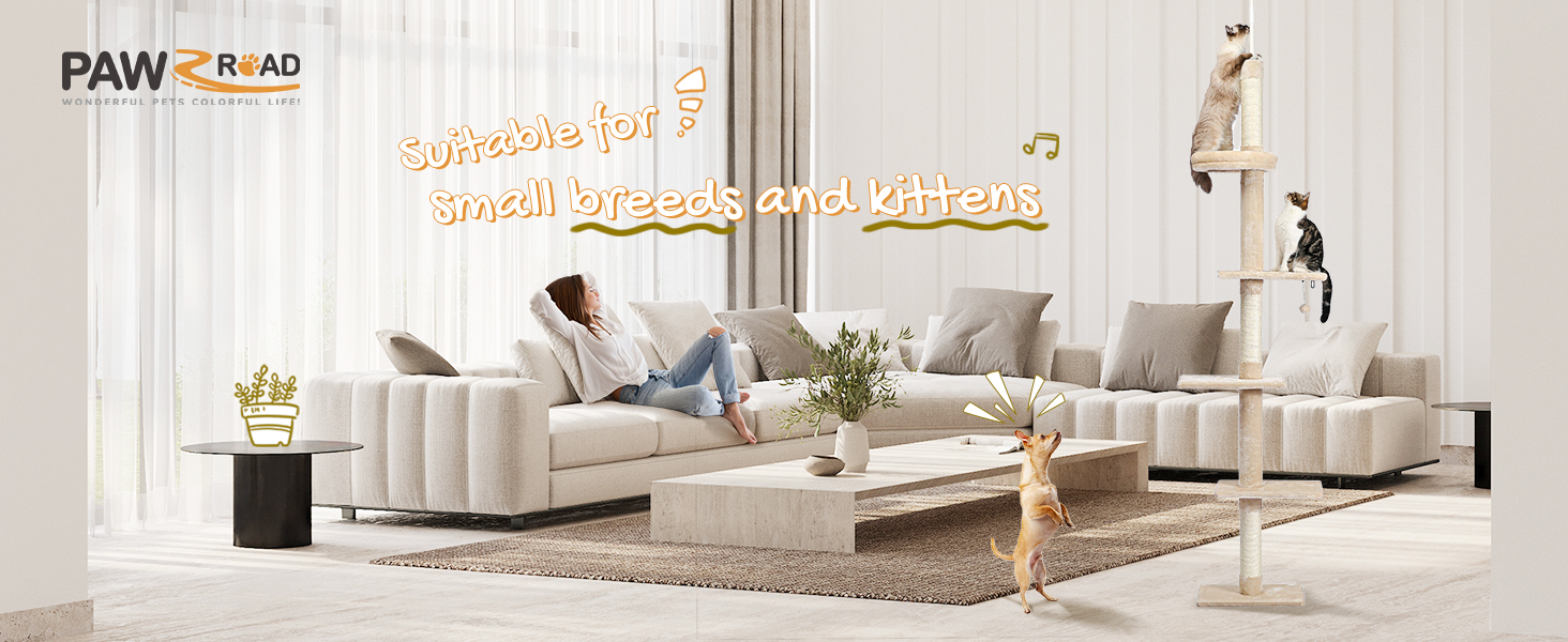 Комплекс для котів PAWZ Road, 5-ярусний, з драбиною, з когтеточкою, ліжком та іграшками, бежевий