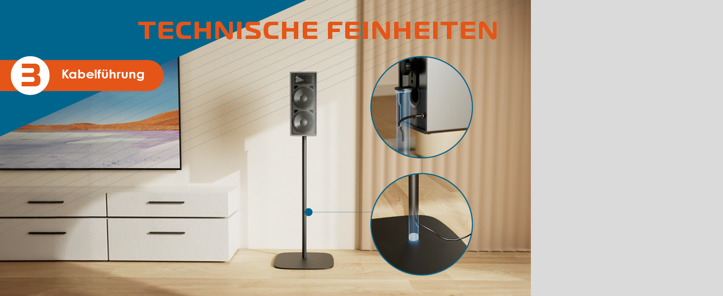 Підставка для колонок Xantron® 2X, регульована висота до 103 см, з антиковзким покриттям та прихованою прокладкою кабелю, з кріпленням, PREMIUM-USF-2