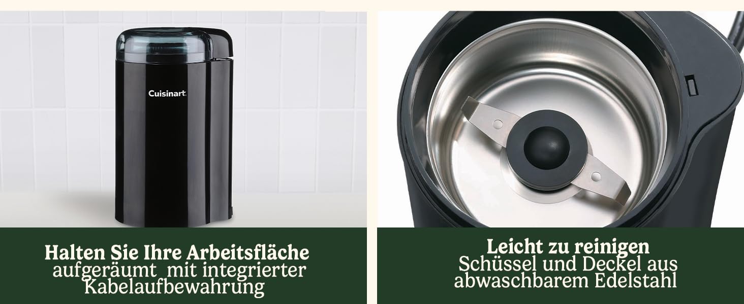 Кавомолка Cuisinart | Для дому | 4-18 чашок | 18 ступенів помолу | Різні ступені помелу для еспресо, колд брю, лате, капучино | Можна мити в посудомийній машині | Легко використовувати (Чорний)