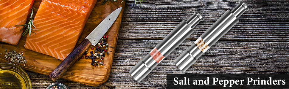 Набір з 2 шт. мельниць для солі та перцю з нержавіючої сталі Salmühle, зручне управління однією рукою