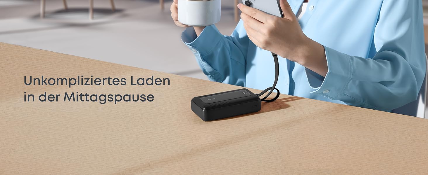 Anker Zolo Powerbank 20000mAh 45W: Зовнішній акумулятор з USB-C кабелем для iPhone, Samsung, MacBook (Чорний)