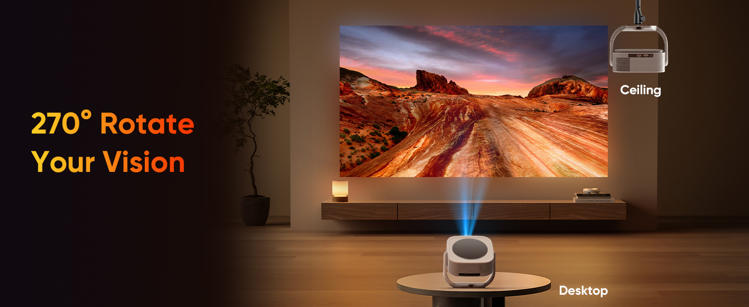 Портативний проєктор 4K Native 1080P з Wi-Fi, Bluetooth та автоматичною корекцією трапецеїдальних спотворень. Підходить для домашнього кінотеатру та використання на відкритому повітрі. Сумісний з ноутбуком, смартфоном та мишкою.