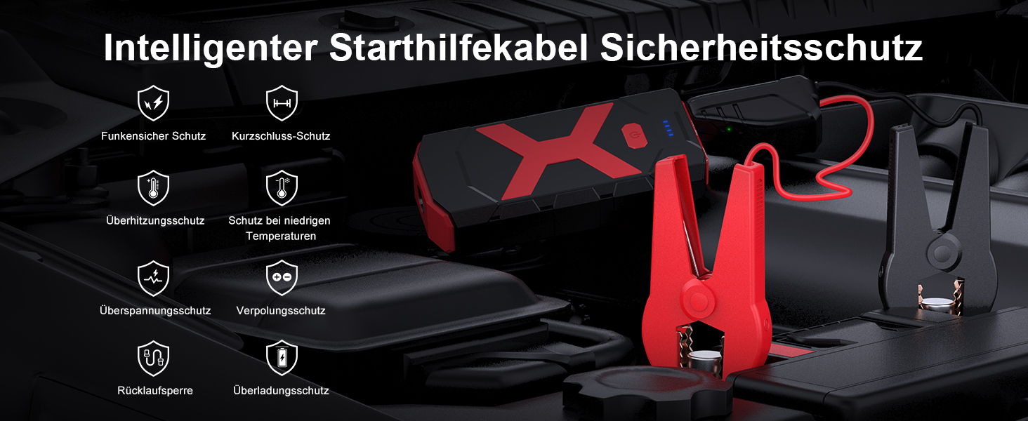 Powerbank для автомобіля POWKEY 2000A: пусковий пристрій, LED, 2 USB, 12V, для бензину/дизеля