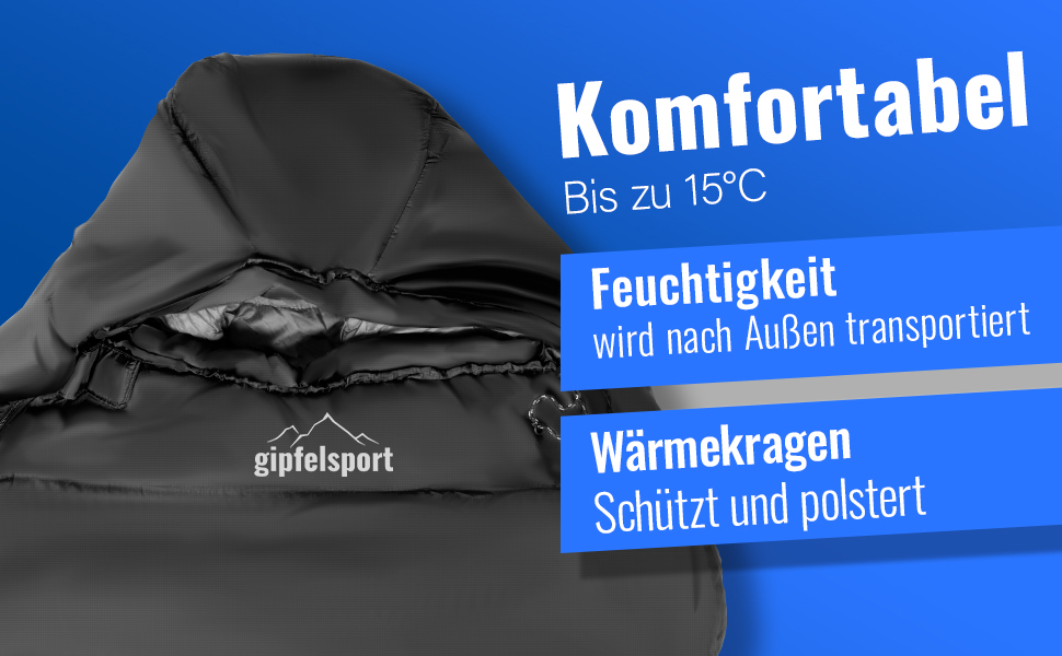 Сплячий мішок Gipfelsport Ultraleicht 4 сезони [-20°C - 15°C] | Ultralight, чорний, для трекінгу, кемпінгу та подорожей