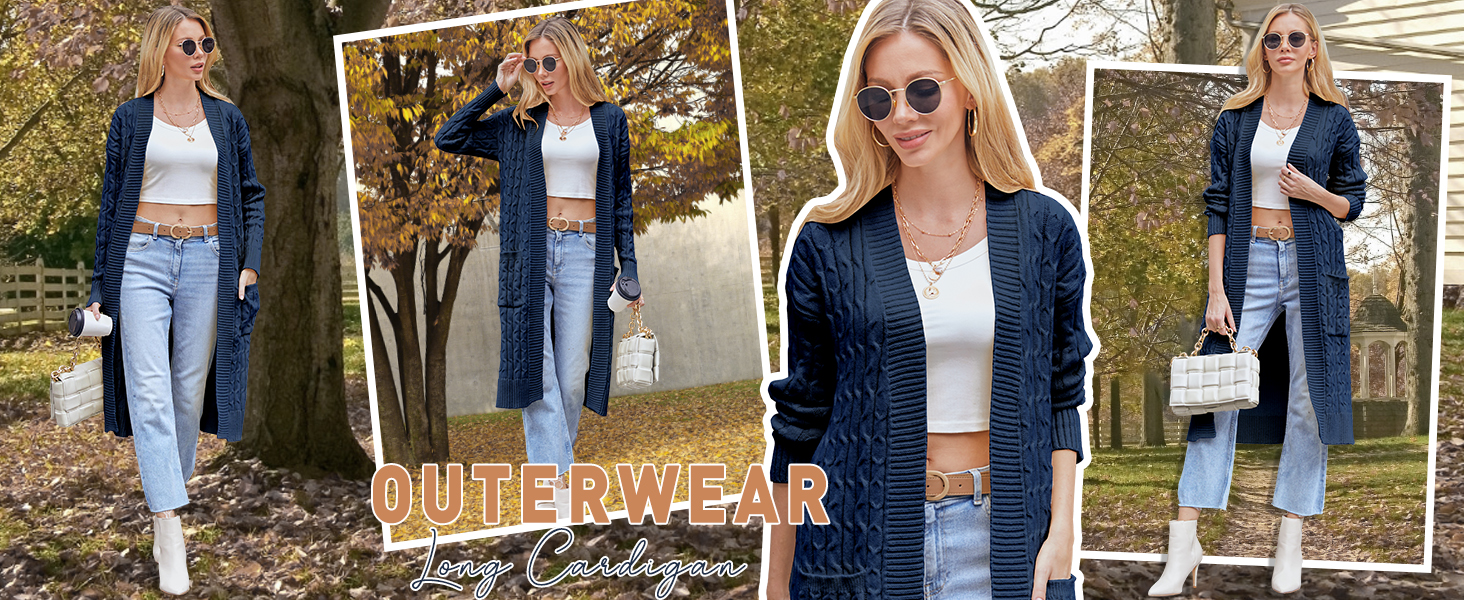 Saodimallsu В'язаний кардиган для жінок, великий в'язання, відкритий спереду, з кишенями, світло-зелений, XL