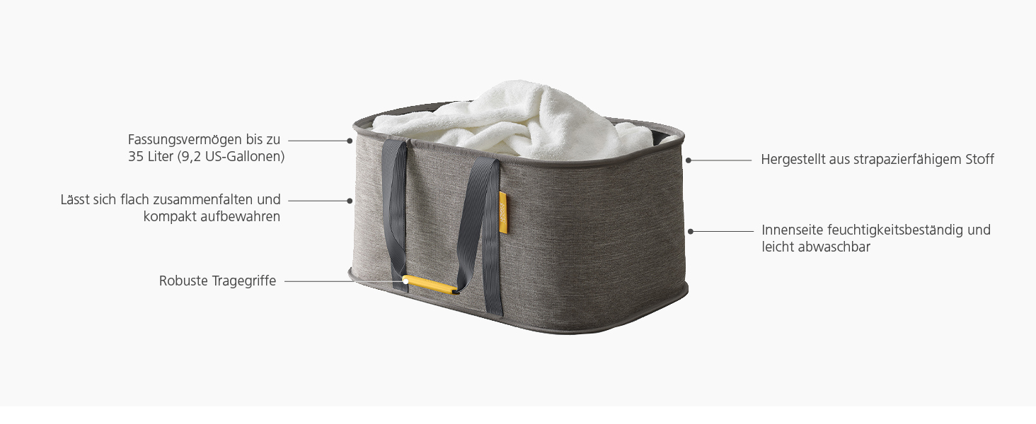 Joseph Joseph Laundry 2-Piece Set - Hold-All 35L Foldable Laundry Hamper and Tota 60L Laundry Basket with Lid with 2 Compartments and Removable Bags - Grey