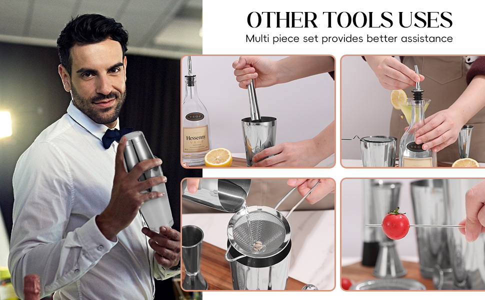 Набір для коктейлів 12 предметів: шейкер, аксесуари, професійний барний набір | Подарункова коробка