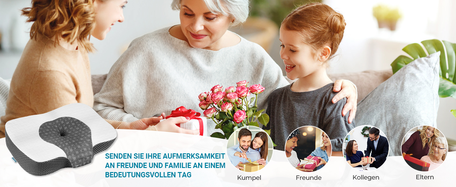 Ортопедична подушка Elviros з Memory Foam для шиї та спини. Подушка від болю в шиї, для сну на боці та на животі. Біла, 59x40.5x12.5/14.5 см