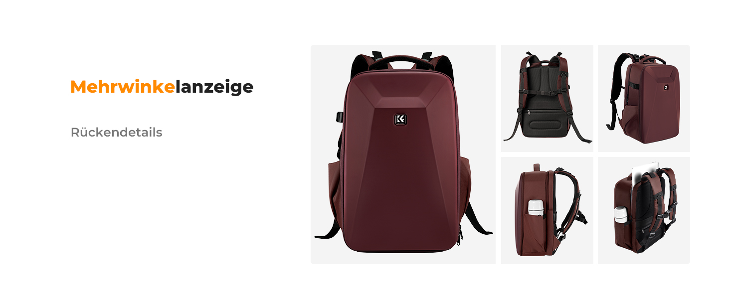 Рюкзак для камери K&F Concept F-red з жорсткою оболонкою, відділенням для ноутбука 15.6 дюймів та дощовиком, для дронів та фотообладнання