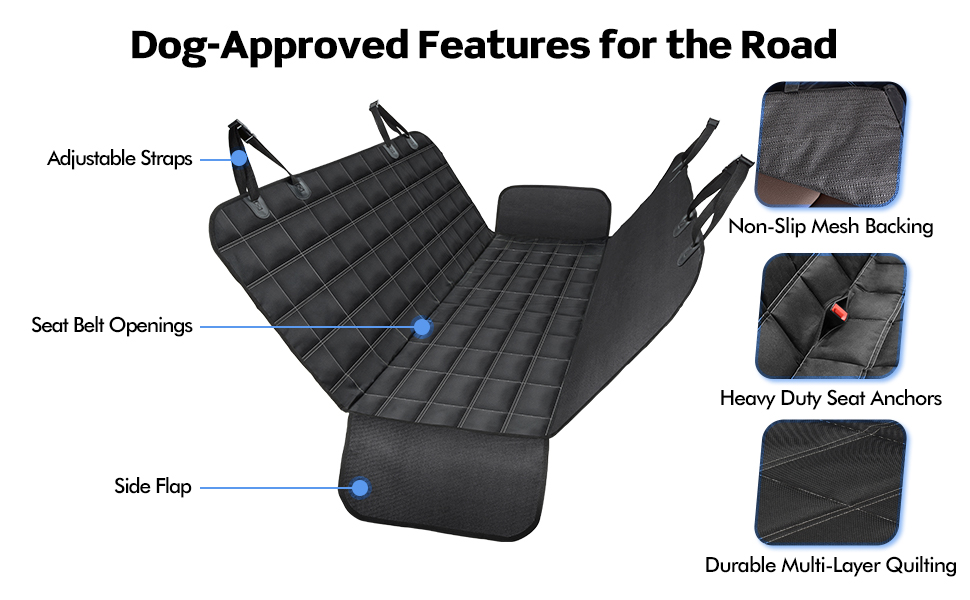 4-in-1 Waterproof Dog Seat Cover for Car Back Seat - Protects from Scratches & Prevents Sliding - Fits Cars, Trucks & SUVs