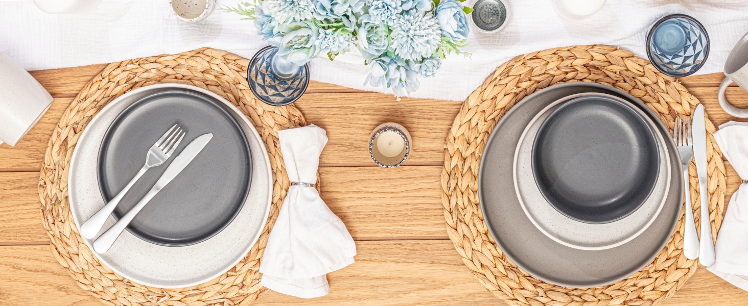 Набір посуду SÄNGER Leeds (12 предметів): тарілки для 4 осіб, супові миски, сервіз кольоровий, стійкий до подряпин | VALUE COLLECTION