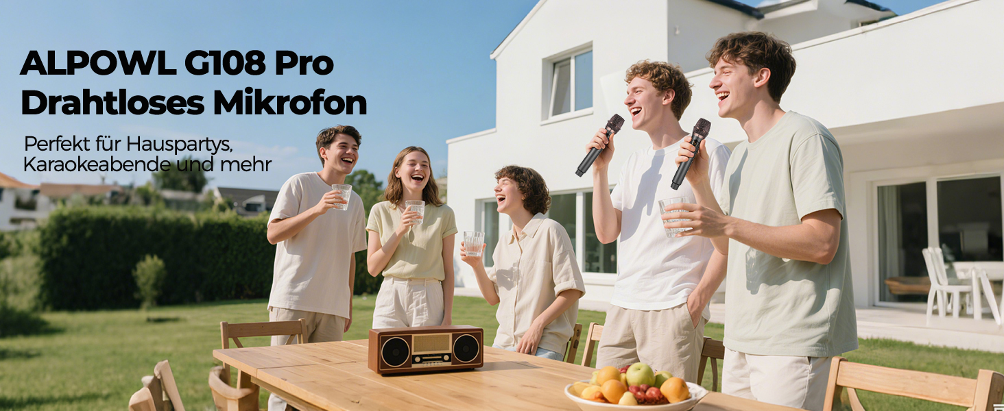 Бездротові мікрофони ALPOWL для караоке та мовлення (WXM-B, чорний)