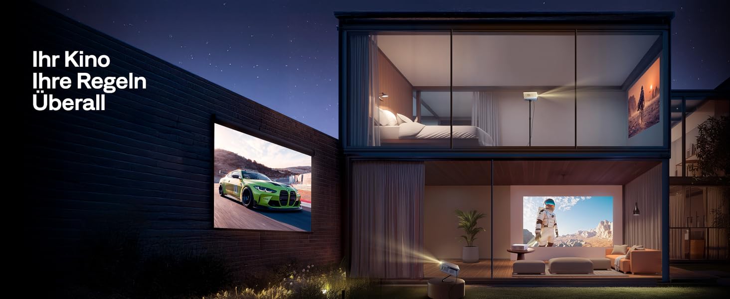 Aurzen Eazze D1 Smart Beamer: 4K проєктор для домашнього кінотеатру з WiFi, Bluetooth, автофокусом та корекцією трапецеїдальних спотворень. Підтримка Netflix, Dolby Audio, Full HD 1080P. Білий (GTV)