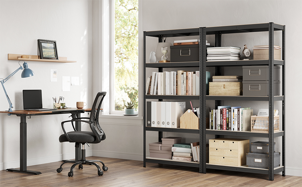SONGMICS 5-Tier Industrial Bookshelf/Storage Rack - Greige & Black