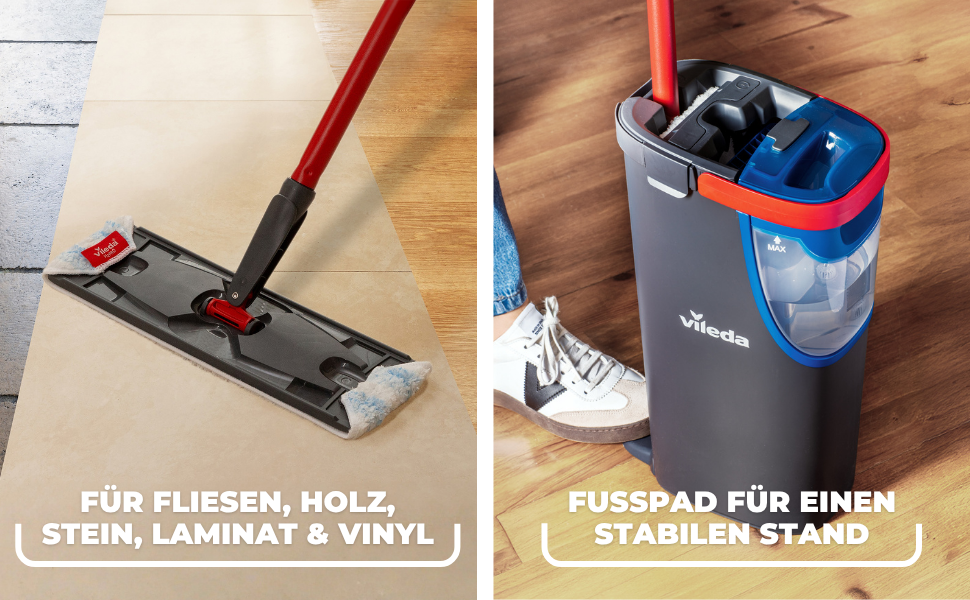 Набір для миття підлоги Vileda H2PrO: відро, мікрофібра, економія води, ергономіка