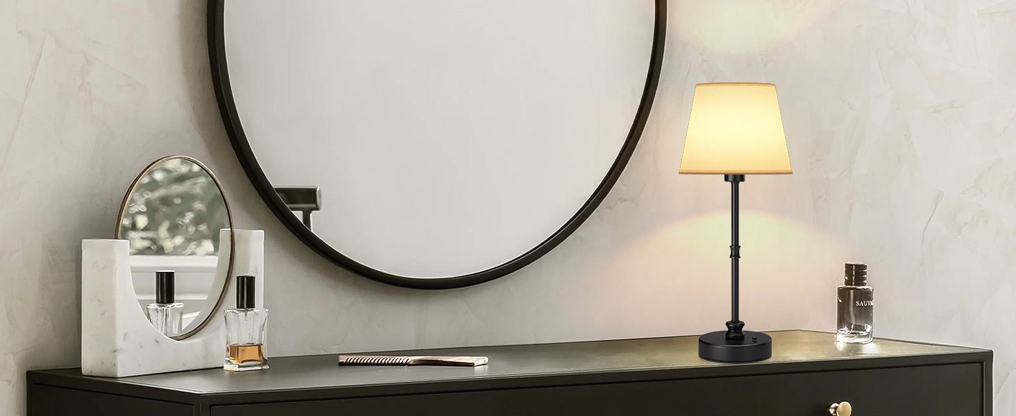 LED-лампа EppieBasic настільна бездротова, торшер сенсорний диммування, акумулятор 5200mAh, тепле світло 2700K, для спальні, вітальні, ванної кімнати (чорний)