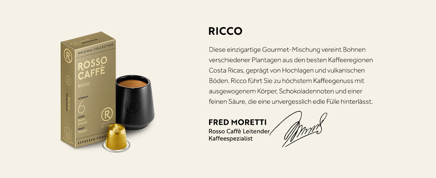 Капсули кави ROSSO CAFFÈ Nespresso, 60 шт., 6 сортів преміум еспресо, сумісність з Nespresso, капсули з алюмінію