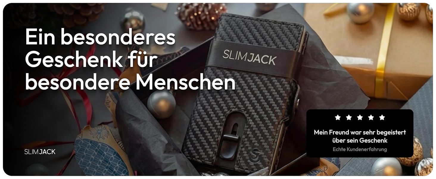 Slimjack Smart Wallet: RFID захист, алюмінієвий картхолдер для чоловіків (Carbon). Гаманець для карт та монет