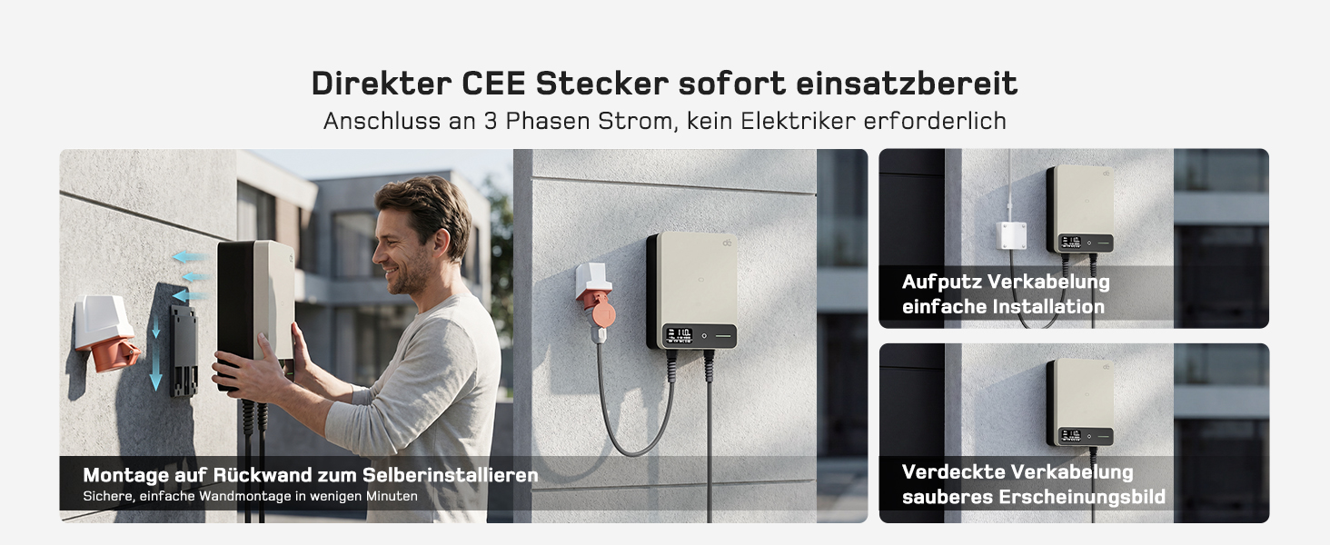 Wallbox 11 кВт з Wi-Fi та кабелем Type 2 7,5м, 3-фазне зарядне для електромобілів (BEV/PHEV), 6-16A, 400V, RCD Type A 30mA/DC 6mA, IP54, чорний. Зарядна станція для дому.