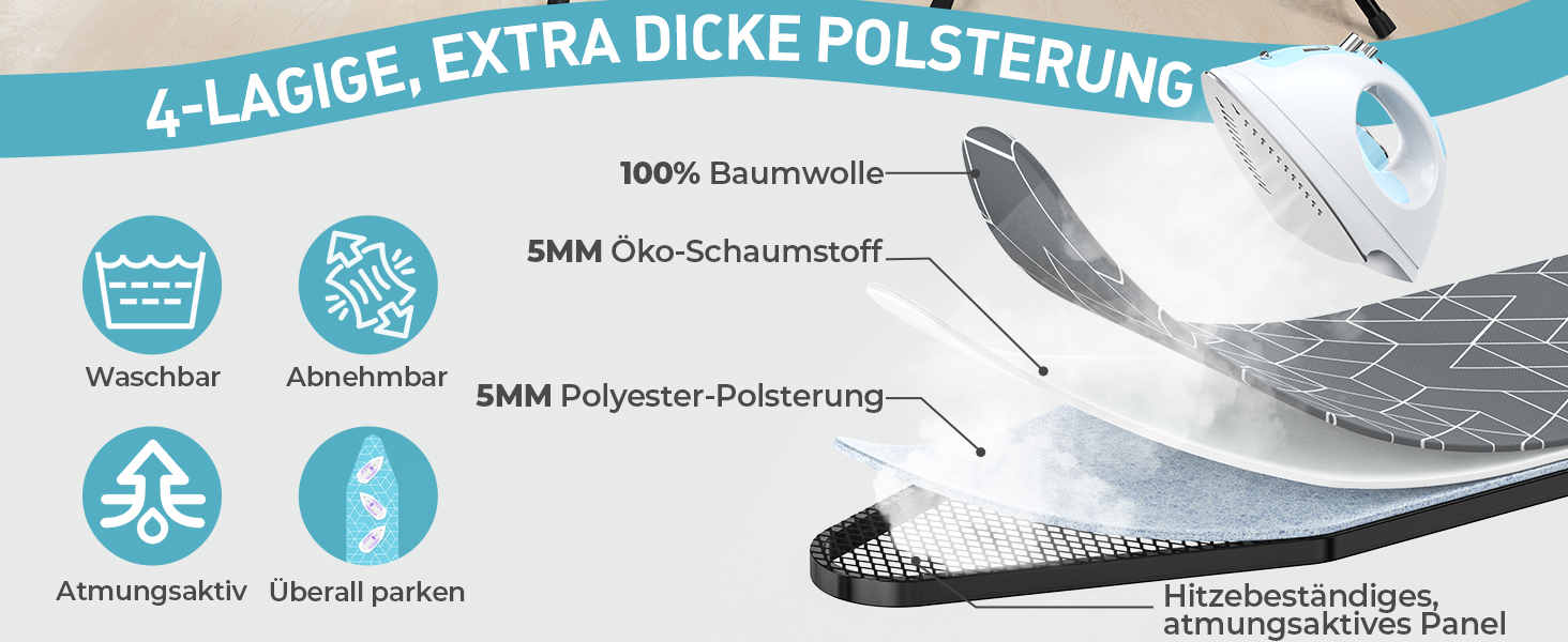 Прасувальна дошка LyriFine 2-в-1 для прасування з парою та звичайного прасування, сіра