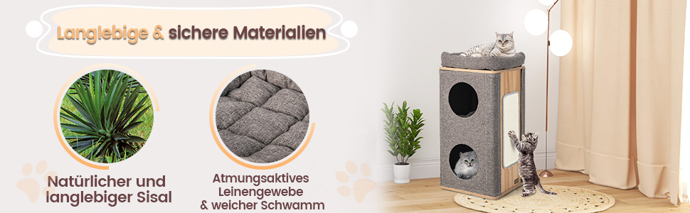 Кігтеточка-будинок для котів COSTWAY 3-ярусна сіра, з дошками для шліфування та 3 килимками, до 20 кг