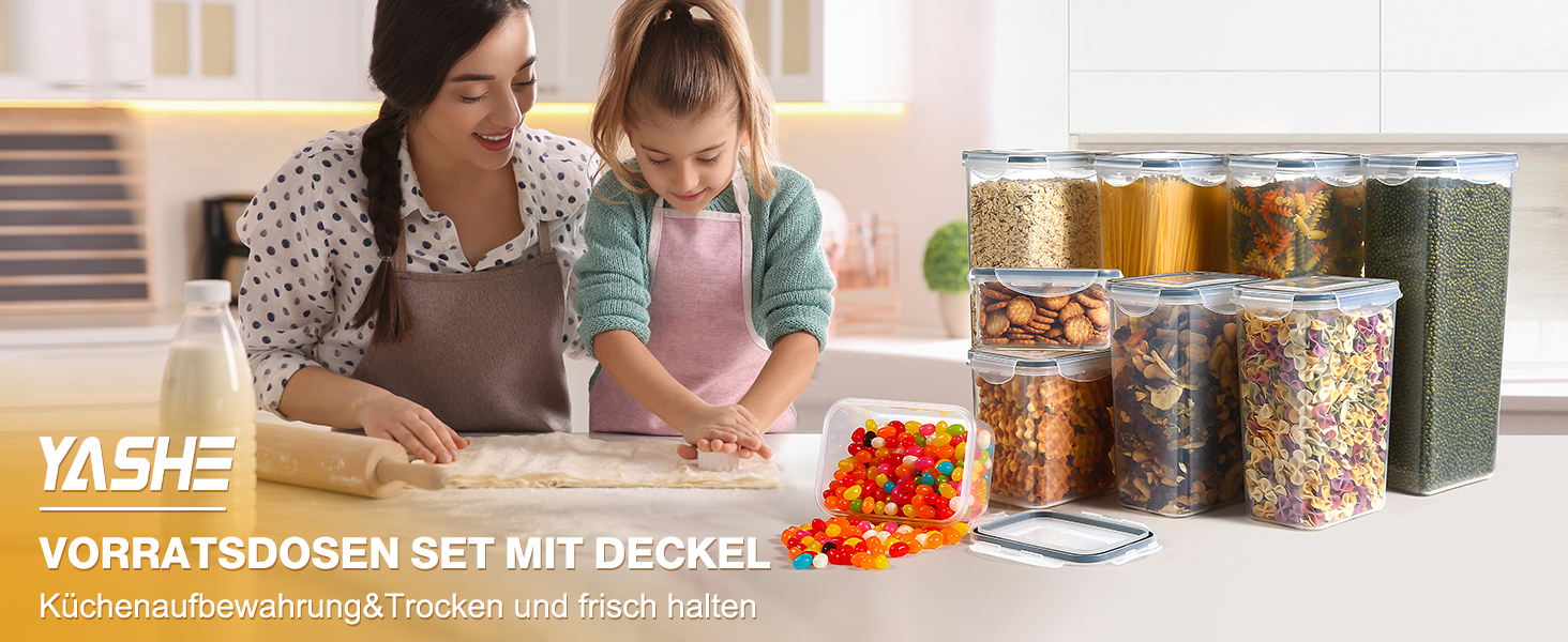 Контейнери для зберігання YASHE 24 шт. з кришкою, герметичні, BPA-free, для сухих продуктів, мюслі, борошна та цукру