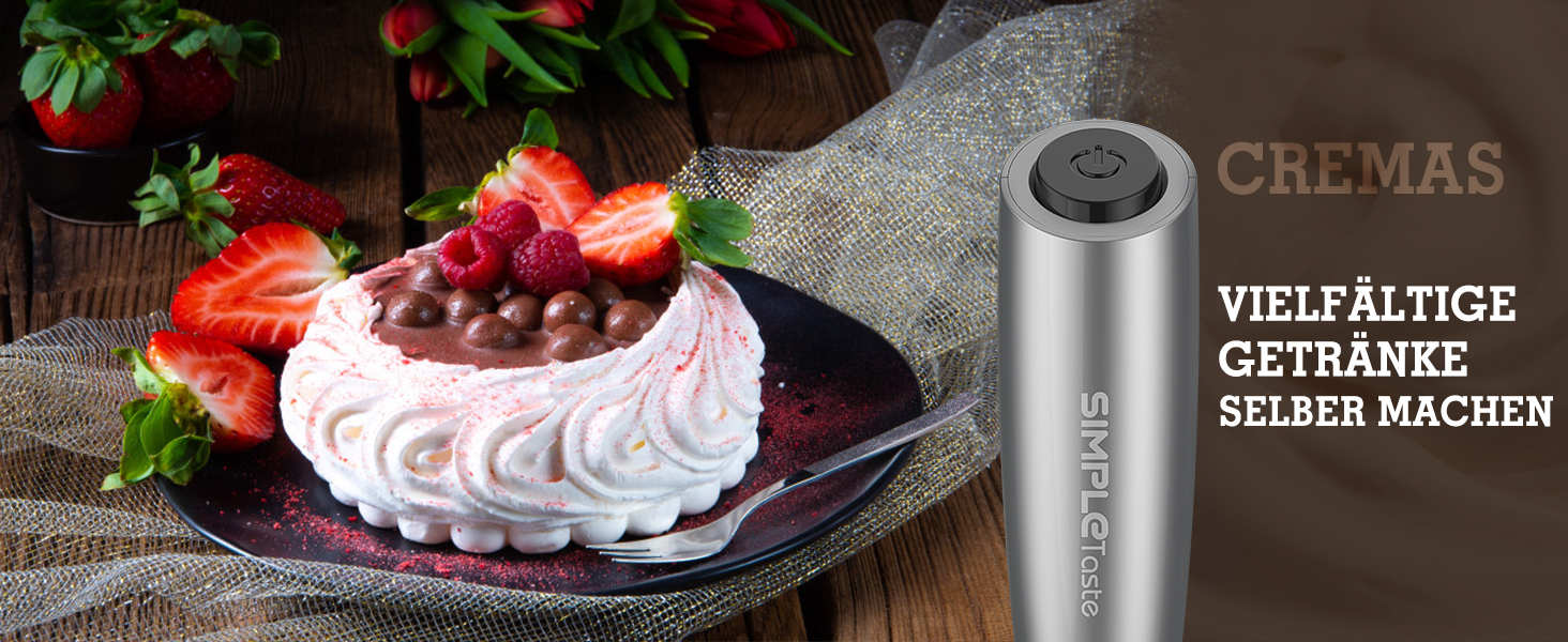 Електричний пінний для молока SIMPLETASTE - для капучино, лате, кави. Зручний ручний піноутворювач з батарейками.