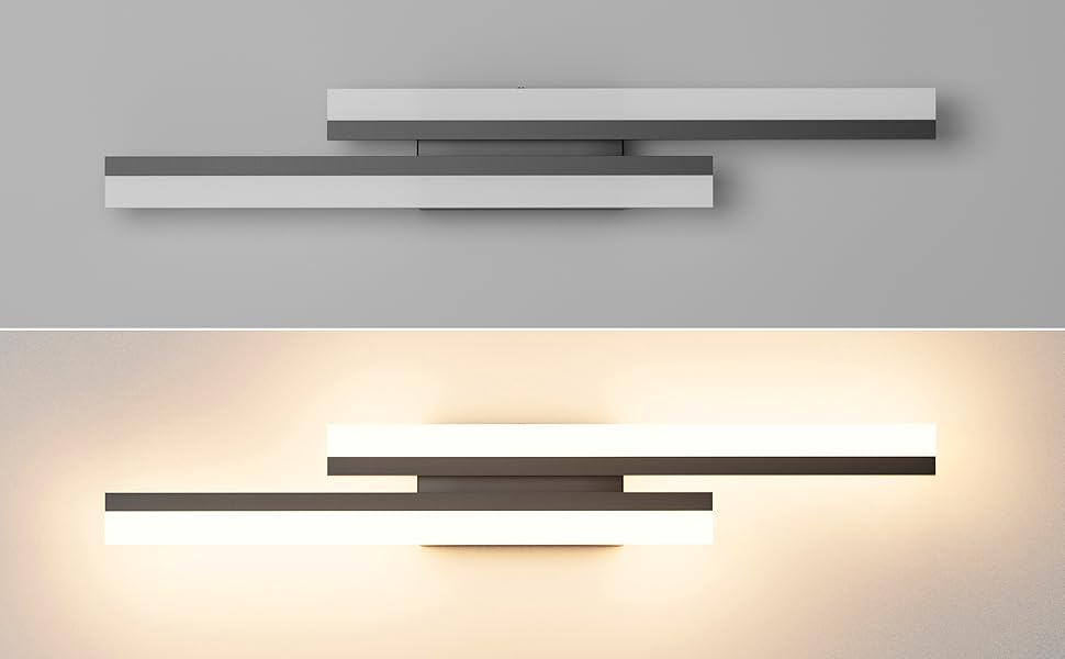 LED настінний світильник Klighten 40см, 12W, 850LM, тепле світло 3000K, чорний, для спальні, вітальні, коридору, сходи