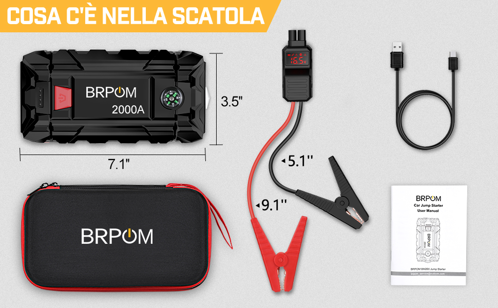 Powerbank BRPOM для запуску авто з LCD-дисплеєм (2000A, 7000A)