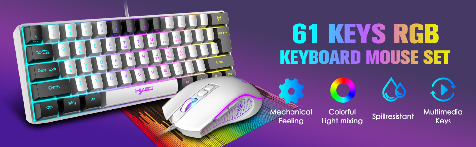 XINMENG Комплект ігрової клавіатури та миші з RGB-підсвічуванням, миспад, 3600 DPI, серія Panda, для PS4/Windows/PC/Mac/Laptop (Білий)