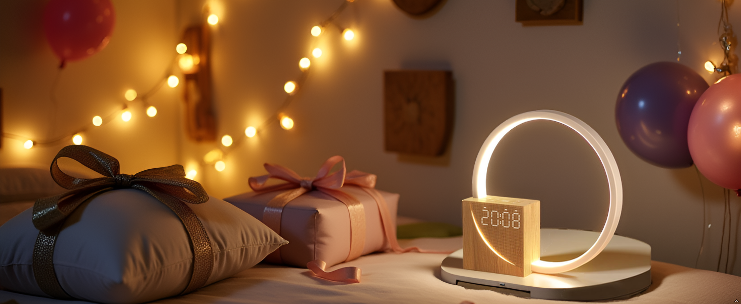 Нічна лампа Blonbar 10W з USB-зарядкою, будильник-світло, сенсорне керування, регулювання яскравості, нічник для дітей та дорослих, 3 рівні яскравості, для спальні та вітальні