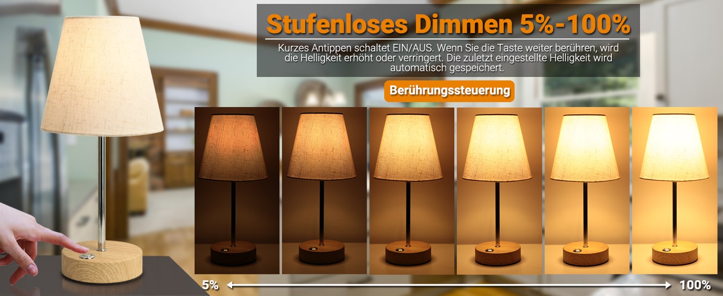 Бездротова LED лампа настільна акумуляторна 3000mAh з торшею, регульоване торканням, портативна лампа для дому та вулиці, з імітацією текстури дерева