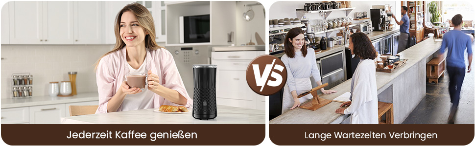 Електричний спінювач молока HAPPHOOH 4-в-1, 240 мл, чорний, з автоматичним відключенням та антипригарним покриттям