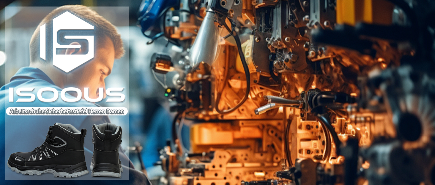 Чоловічі та жіночі робочі черевики ISOOUS з високим захистом, чорні, з металевим підноском, неслизькі, 43 EU