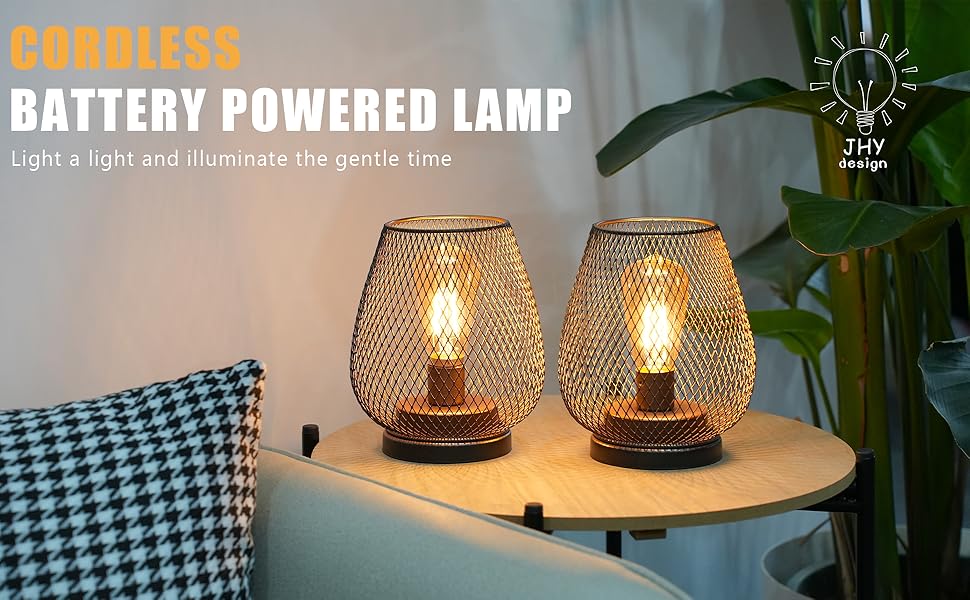 LED Ліхтар JHY DESIGN 2 шт. з металевого каркасу, акумуляторний, бездротовий, 17 см, індустріальний стиль, для дому та саду, декор, вечірка, чорний, з таймером