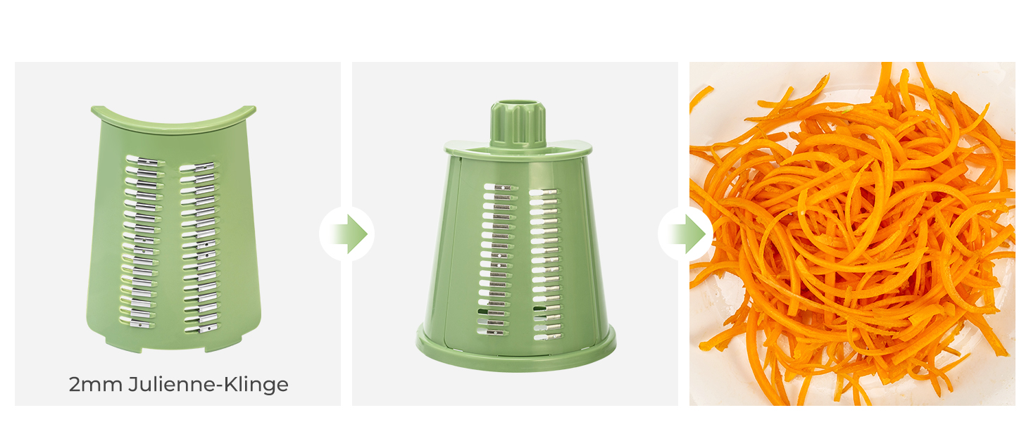 Тертка для сиру та овочів SUTEAS з ручкою - 5 насадок, потужний присосок, набір для нарізання овочів, ідеально підходить для сиру, огірків, моркви, горіхів, овочів, з коробкою для зберігання лез (Ретро-зелений)