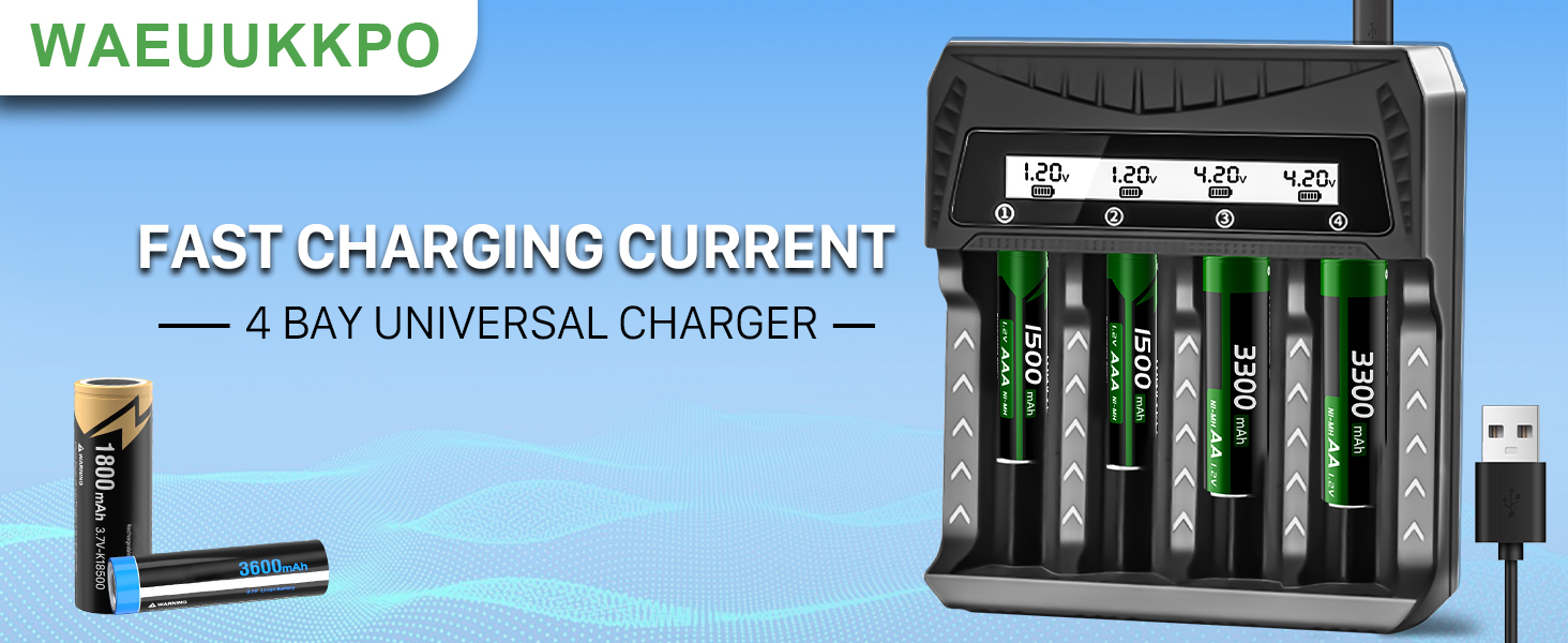 Зарядний пристрій для акумуляторів 18650 з LCD дисплеєм, 12 слотів, універсальний, підходить для 26650, 16340, 14500, 18350, 18500 AA AAA (тільки зарядний пристрій)