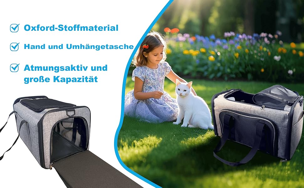 Транспортна сумка для котів та маленьких собак до 10 кг – складана, робуста, з прихованим даховим вікном (фіолетова, 50x30x30 см)