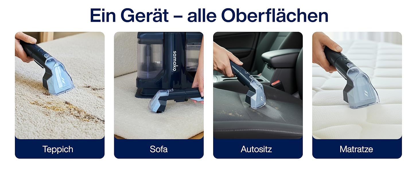 Samako Teppichreiniger Polsterreiniger: компактний ручний пристрій для чищення килимів та м'яких меблів, 400W, 2 великі резервуари для води, підходить для всіх типів тканини