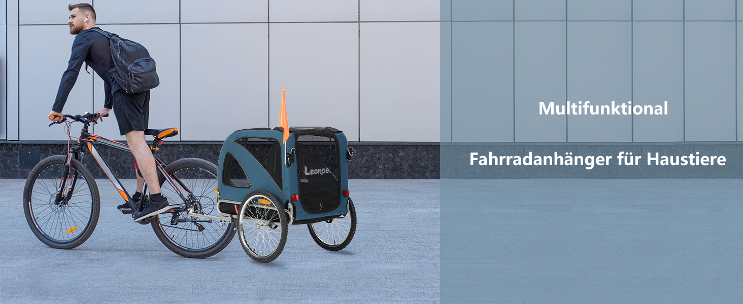 Трансформер для собак XL: велосипедний/біговий, 2-в-1, з гальмом та світловідбивачами, 600D Oxford, до 40 кг, жовтий