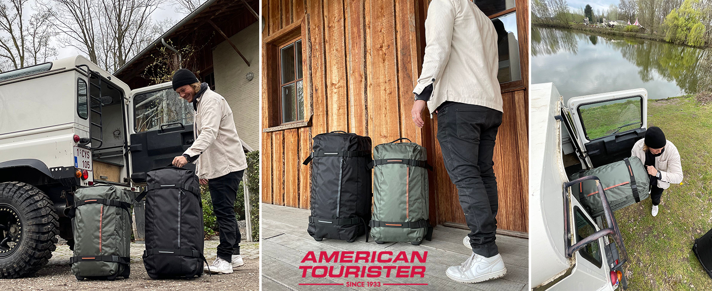 Дорожня сумка на 2 колесах American Tourister Urban Track 68 см, 84 л, сіра (Dark Khaki)