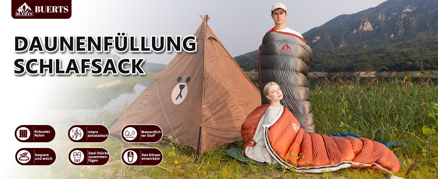 Спальний мішок для дорослих з пухом, 680FP, Outdoor, зимовий, для кемпінгу, походів та подорожей, з компресійним мішком, -10°C, сірий