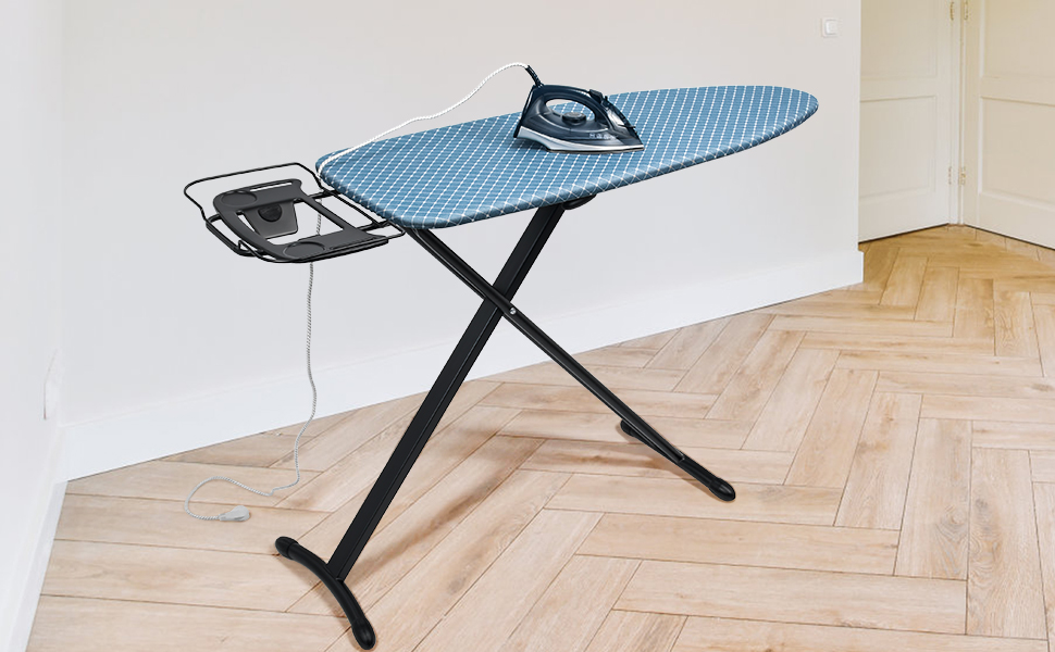 Гладильна дошка Duwee Extra Wide Deluxe з підставкою для праски, термостійкий чохол та товстий фетровий наклад, стабільні ніжки, 117 x 43 см