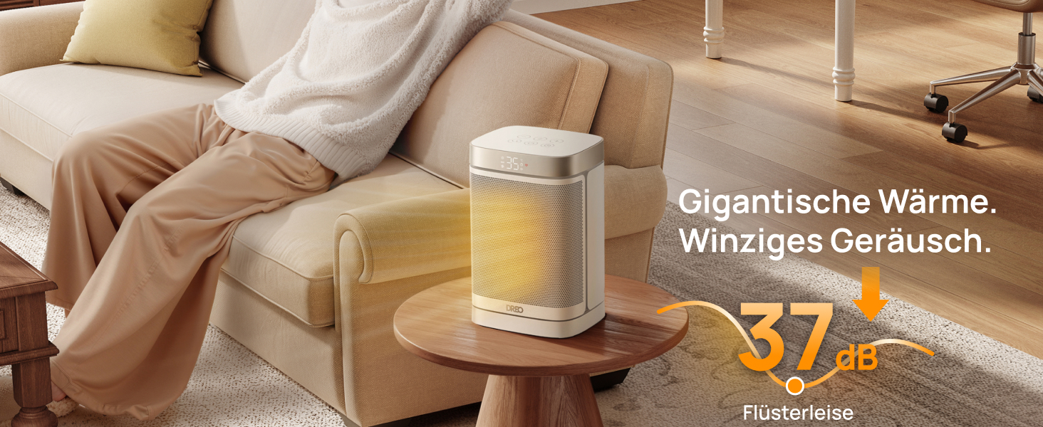 Електрична керамічна теплова гармата DREO 318, 1500 Вт з термостатом, захистом від перегріву та нахилу, таймером та дитячим замком