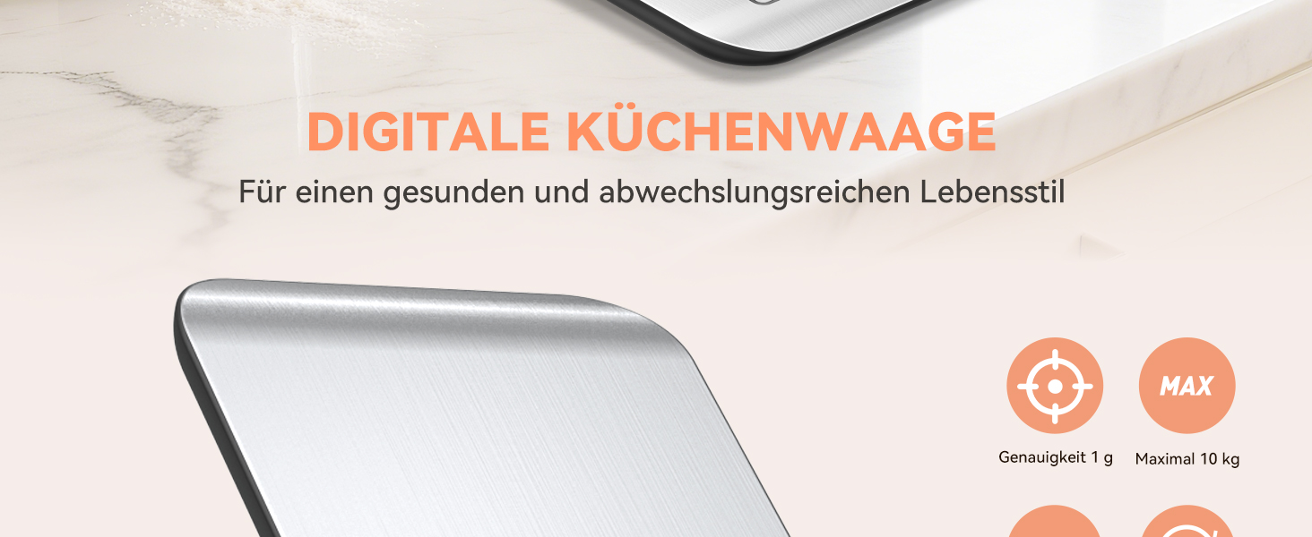 Цифрова кухонна вага 10 кг з LCD дисплеєм та функцією тарування, для випічки, приготування їжі та зважування ювелірних виробів, 1г, срібна, K1H