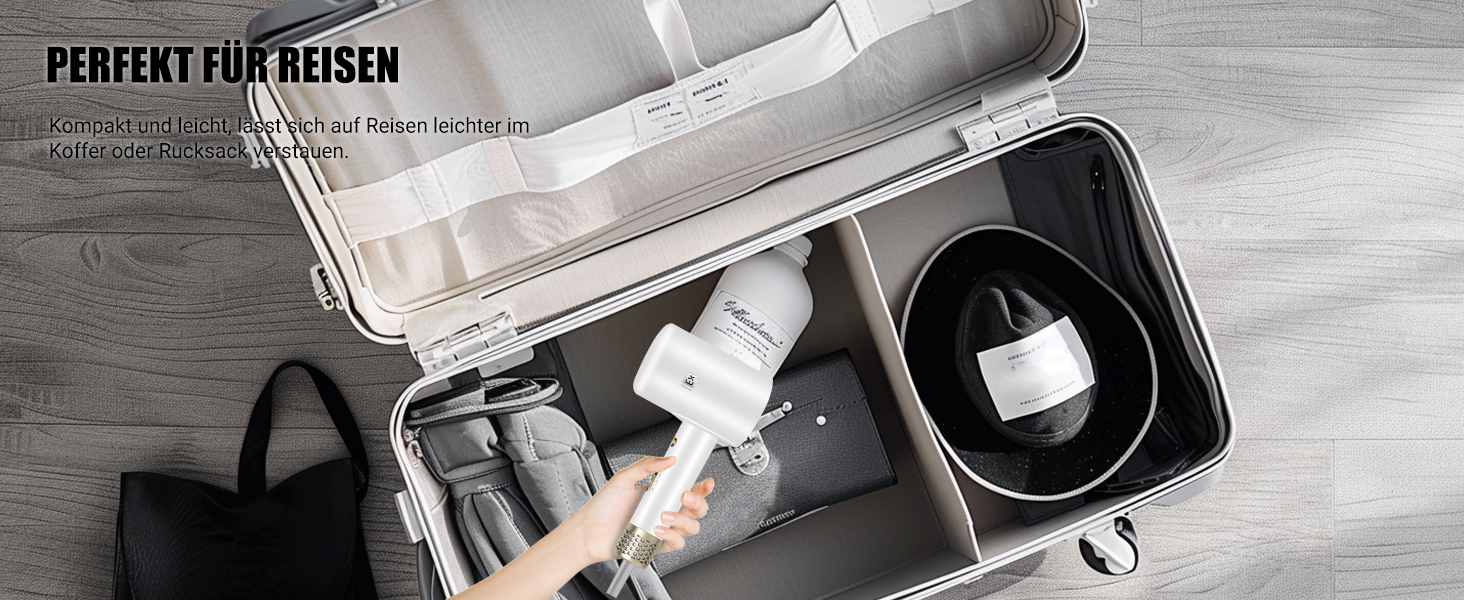 Професійний фен 2000W з регулюванням температури та швидкості, насадка-концентратор, холодний струмінь повітря для дому, салону краси та подорожей (білий)