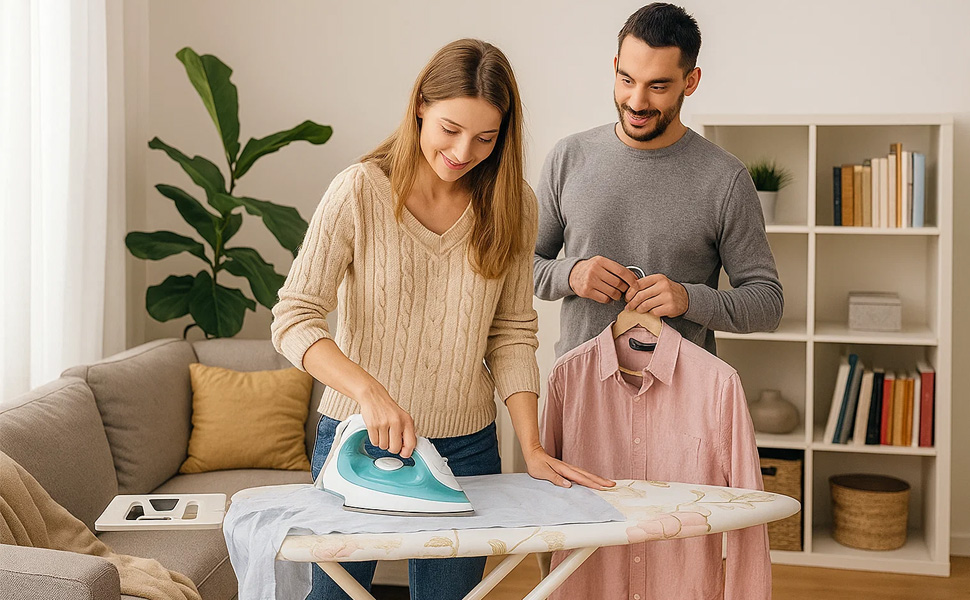 Прасувальна дошка AllRight 108.5/75 x 31 см, 7-позиційний регульований з металевою сіткою, з антиковзними ніжками, для парогенераторів, зелена (квітковий принт)