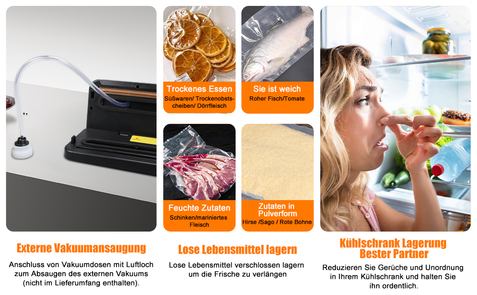 Вакуумний пакувальник KSWIOWN з 30 пакетами, 6 режимів, автоматичне закриття, ріжучий пристрій, шланг (65 KPA)