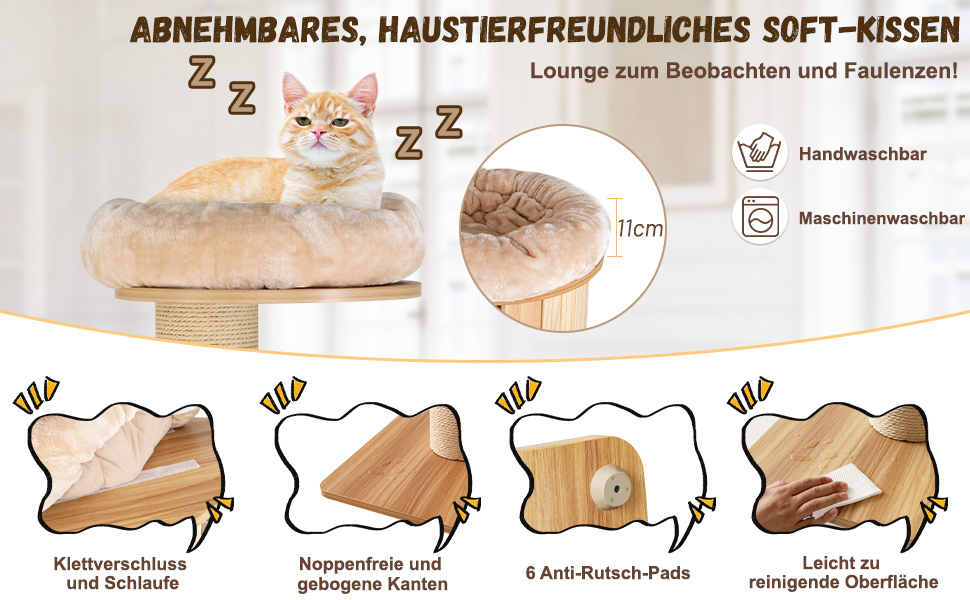 Дерев'яний кігтечка Costway 197 см з гамаком, будиночком та кошиком для котів, 7-ярусний, бежевий