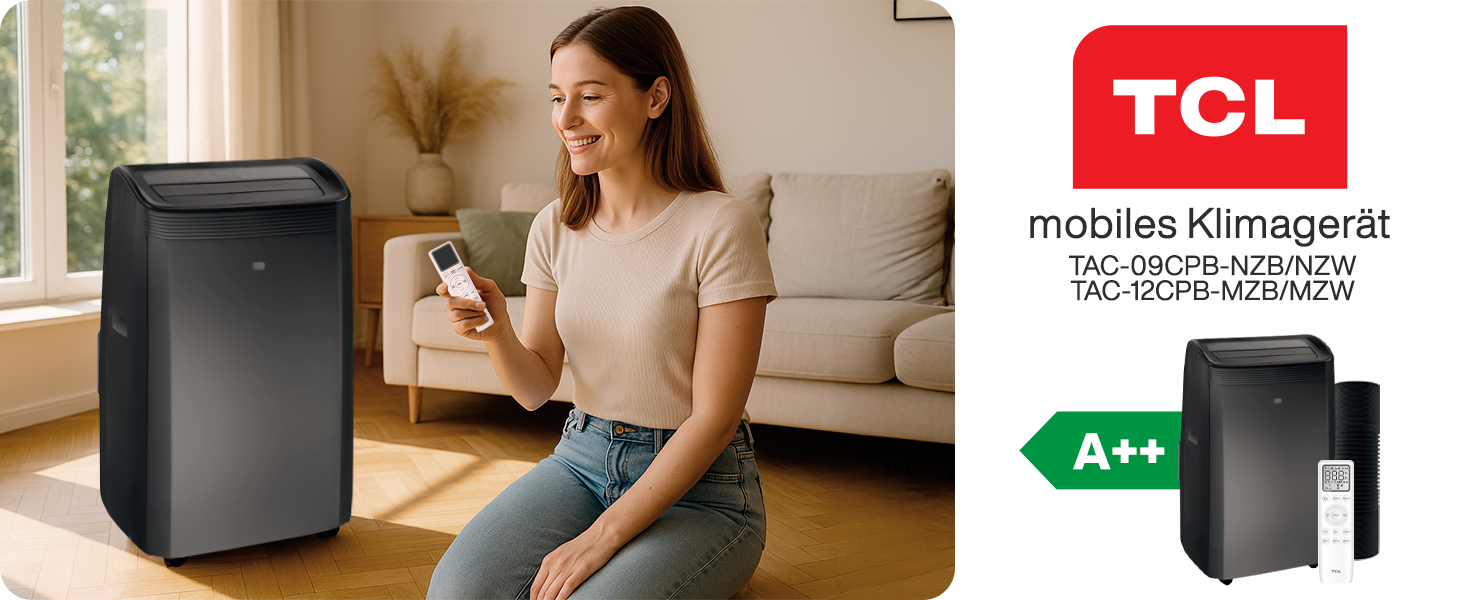 Тренажер TCL 9000 BTU (2,6kW) TAC-09CPB/NZB 3-в-1: охолодження, вентиляція, осушення. Тиха робота, таймер, нічний режим, пульт ДК. Для вітальні, офісу, спальні. Чорний колір.